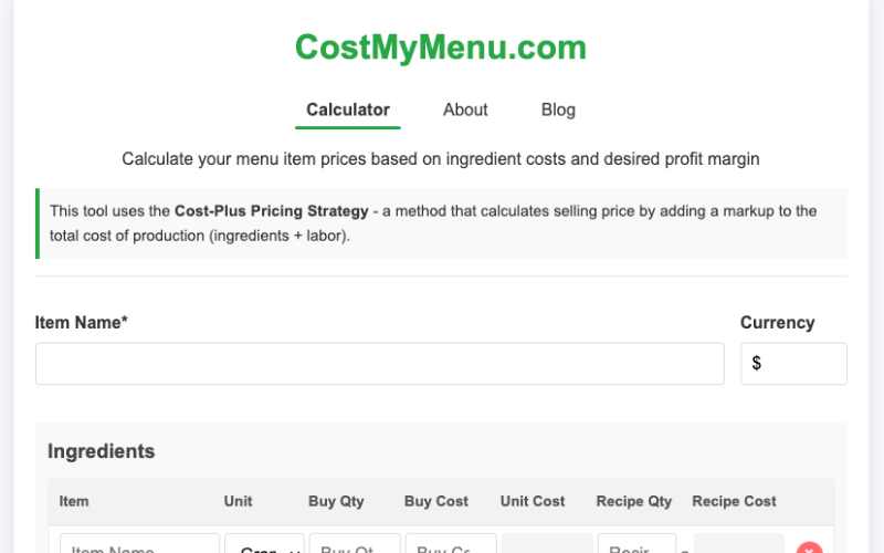 CostMyMenu